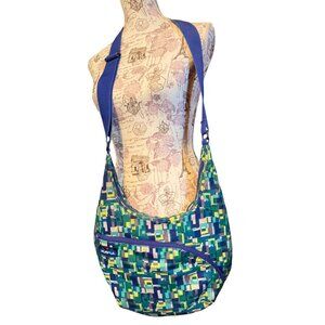 Kavu Womens Crossbody Bag With Adjustable Strap & Pixel Pattern Teal,Blue & Lime